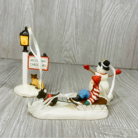 Victorian Christmas Memories Boy on Sled, Snowman, Lamppost Hallmark Ornament 01 - Picture 11 of 15